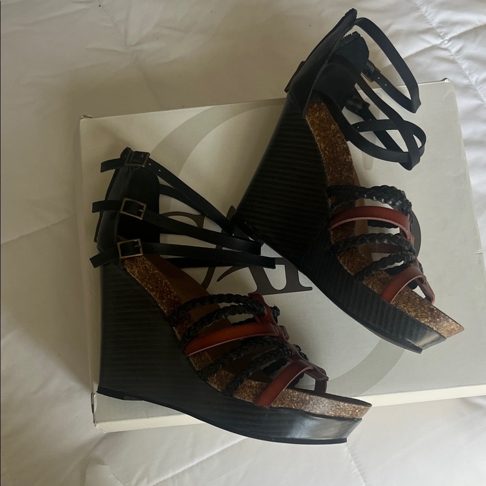 Sexy Cato Black and Brown Strappy Sandals